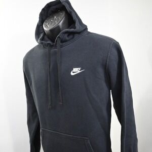 Nike Hoodie Sweatshirt Black Cotton Blend Long Sleeve Pullover Mens Size Medium